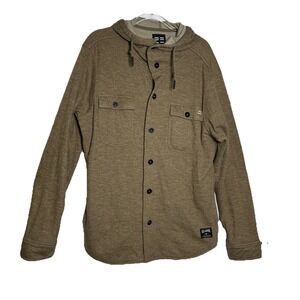 Billabong Button‎ Up Tan Hoodie Mens Large Multi Cotton Blend Y2K